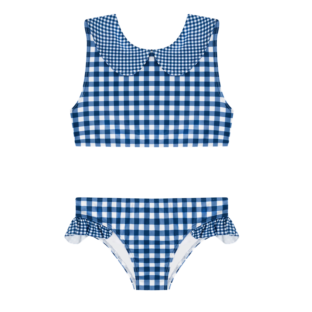 Girls Navy Gingham Sailor Bikini