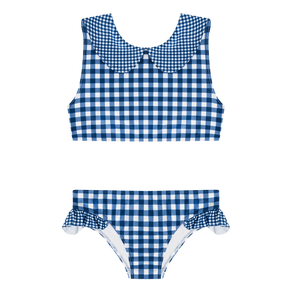 Girls Navy Gingham Sailor Bikini