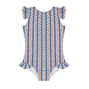 Girls Strawberry Fields Ruffle Cap Sleeve Rashguard One Piece