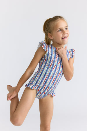 Girls Strawberry Fields Ruffle Cap Sleeve Rashguard One Piece
