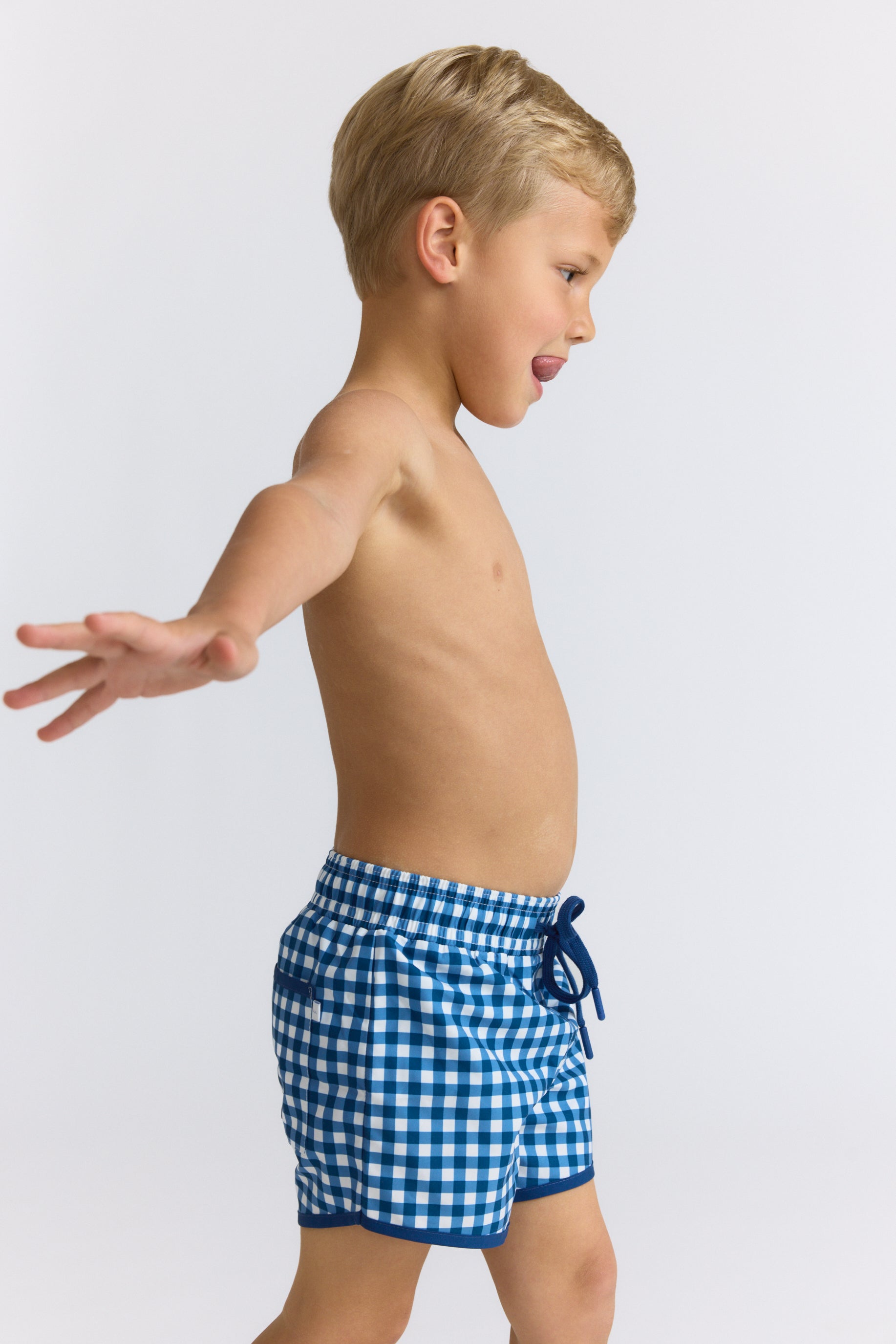 Boys Navy Gingham Boardie