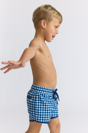Boys Navy Gingham Boardie