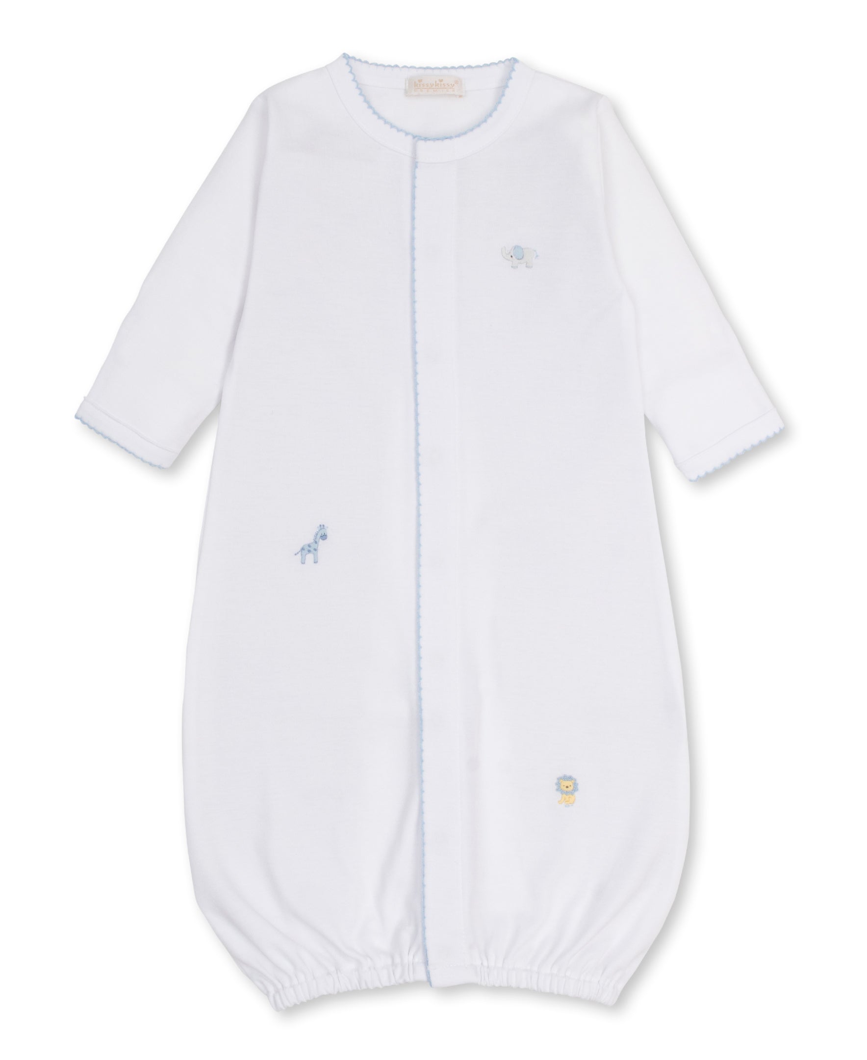 White/Light Blue Jungle Hang Hand Emb Conv Gown