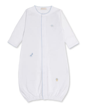 White/Light Blue Jungle Hang Hand Emb Conv Gown
