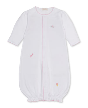 White/Pink Jungle Hang Hand Emb Conv Gown