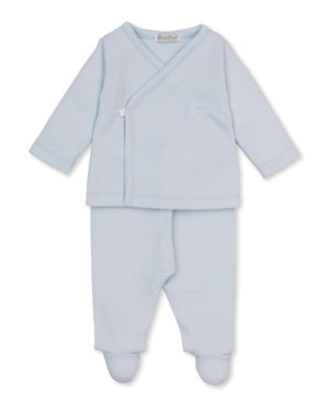 Light Blue Jacquard Baby Blessings Footed Pant Set