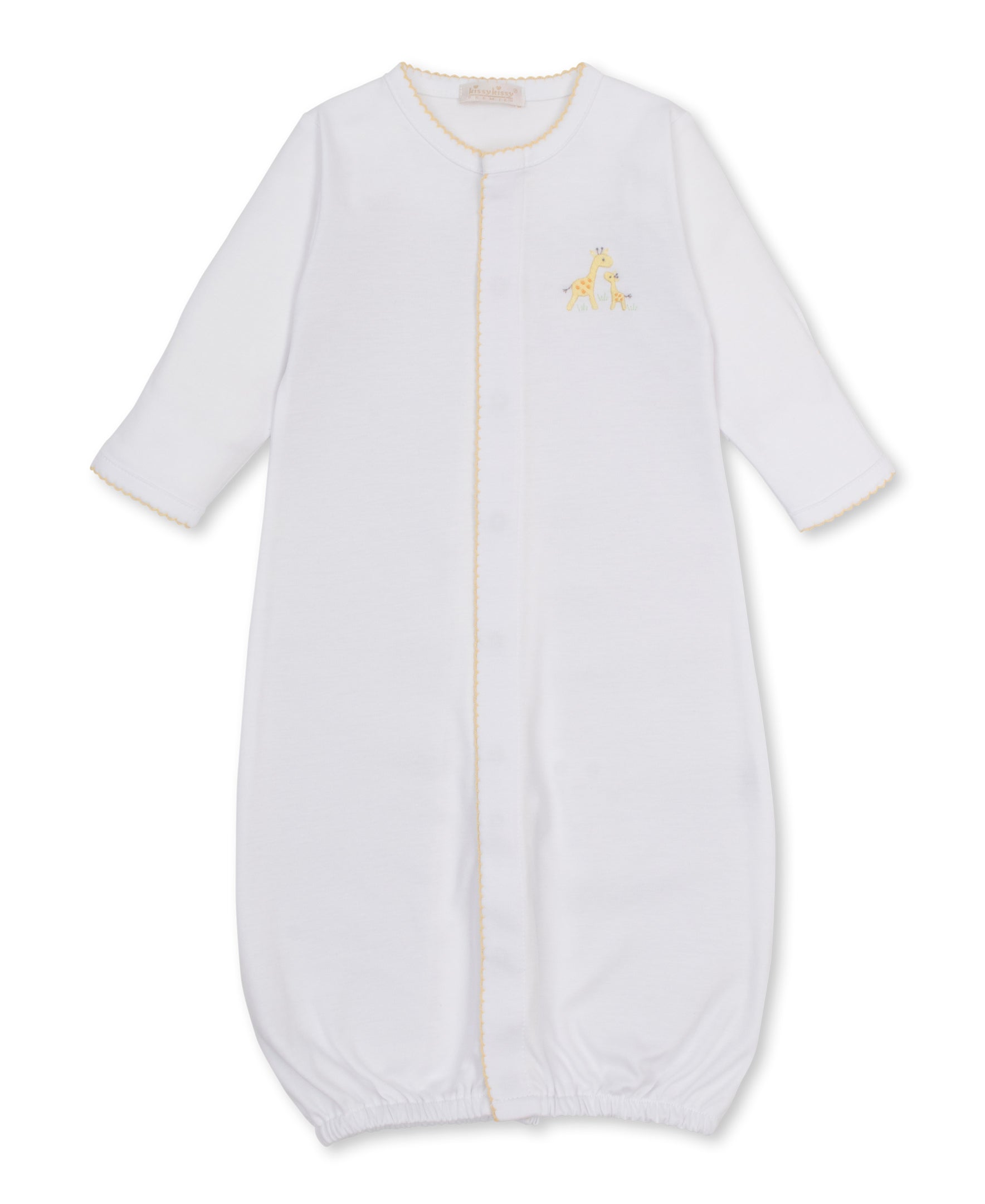 White/Yellow Premier Giraffe Love Converter Gown w/ Hand Embroidery