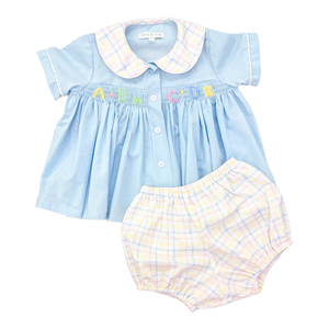 Primary Plaid w/ ABC Rhys Smocked Bloomer Set