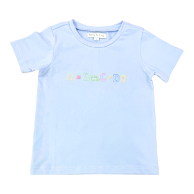 Baby Blue Knit w/ ABC SS Embroidered Tee