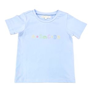 Baby Blue Knit w/ ABC SS Embroidered Tee