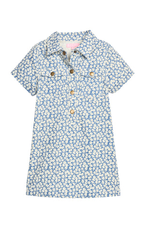 French Blue Corduroy Safari Popover Dress