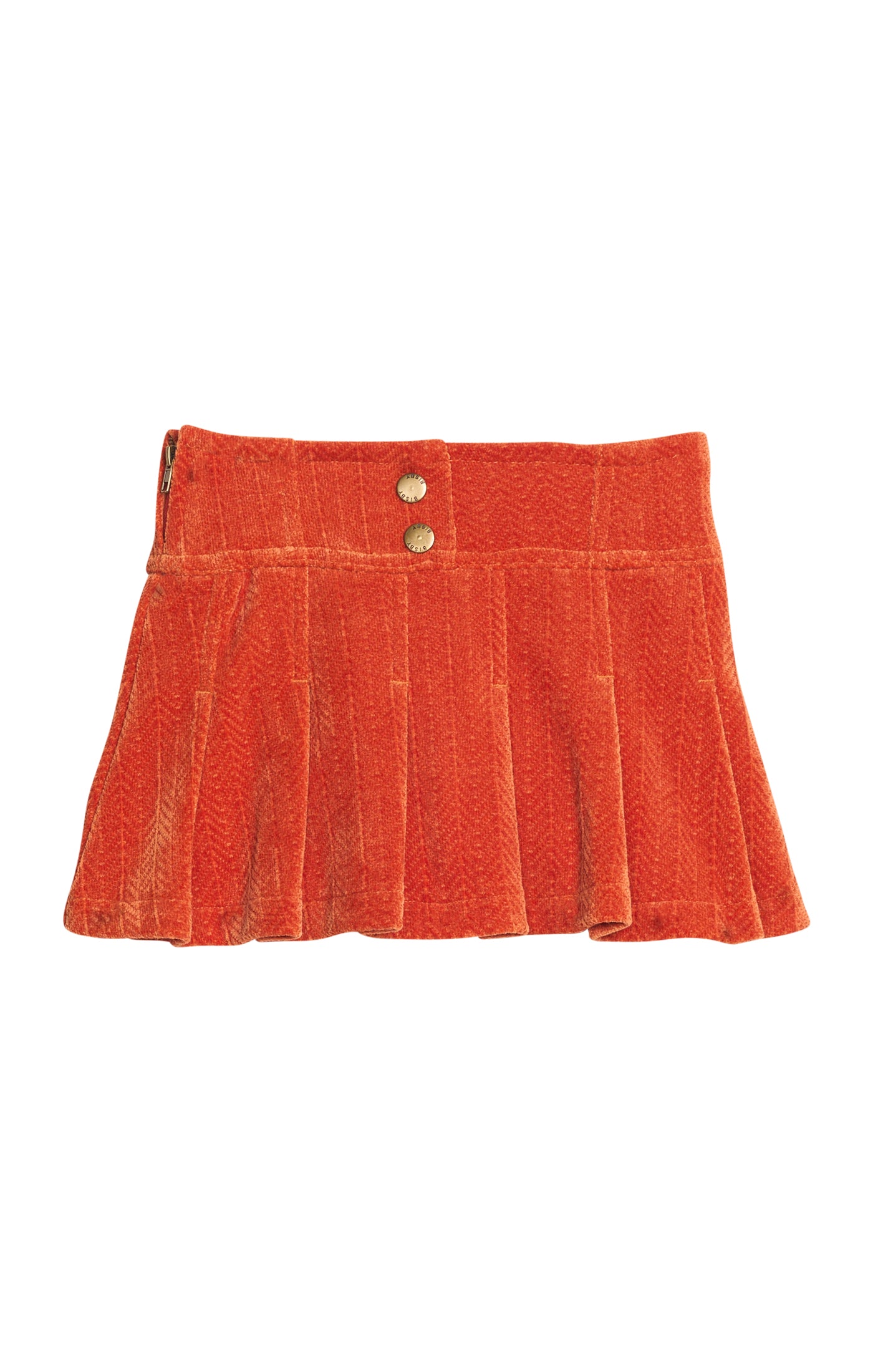 Rust Herringbone Corduroy Pleated Skort