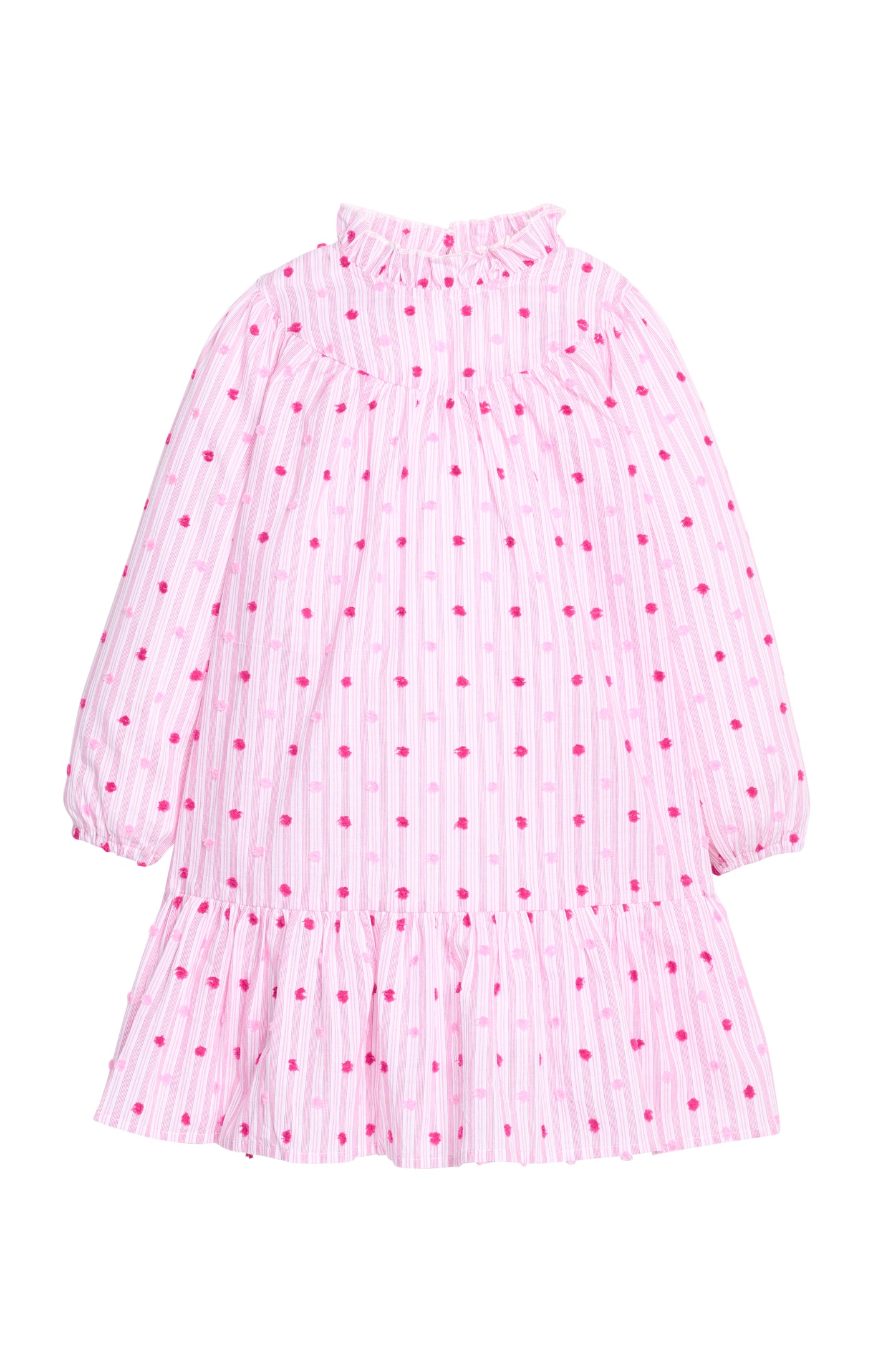 Magenta Clip Dot Stripe Jody Dress