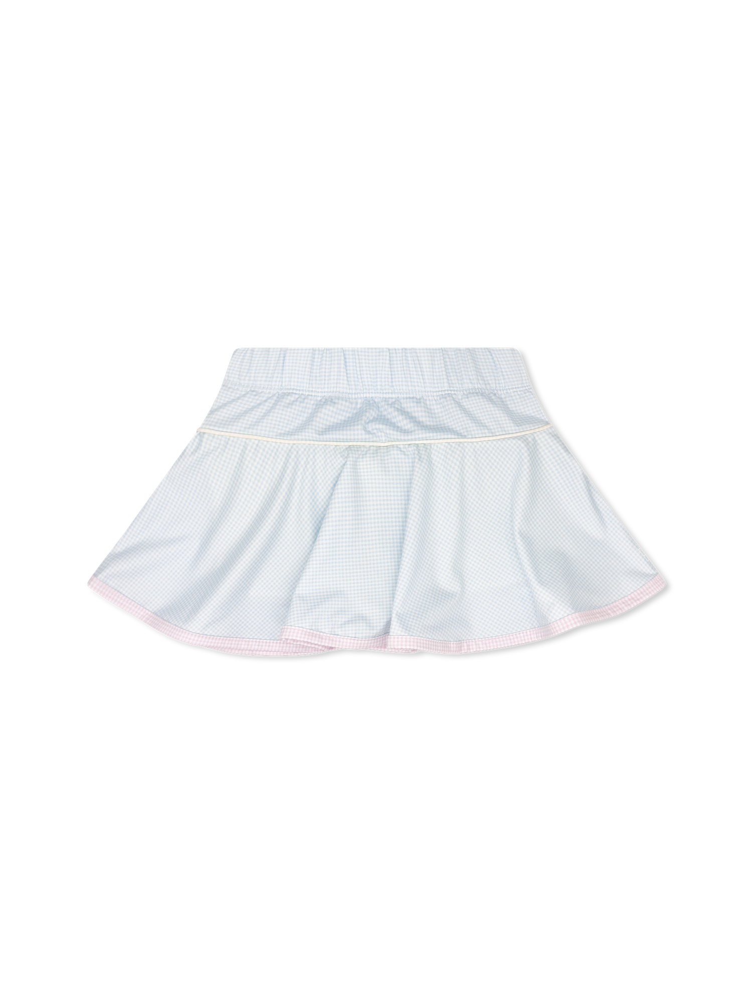Cotton Candy Blue Minigingham w/ Cotton Candy Pink Minigingham Welting & Sunshine Yellow Minigingham Undershorts Quinn Skort
