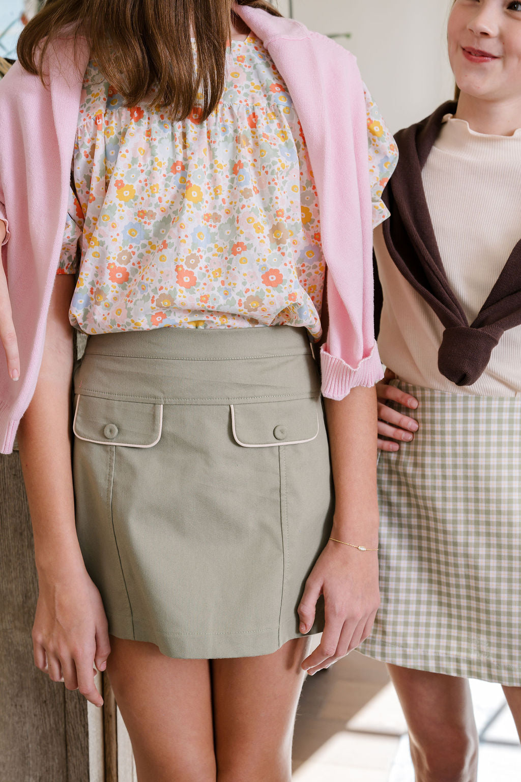 Green Garden w/ Cream Piping Claire Skirt