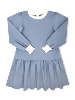 Lake Blue Knit, Cream Dorothy Dropwaist Dress