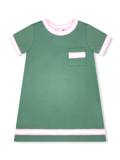 Greenfield Green Knit, Pink & White Stripe Landry Dress