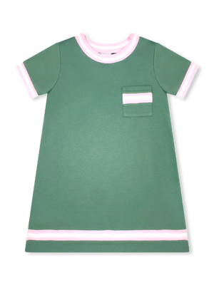 Greenfield Green Knit, Pink & White Stripe Landry Dress