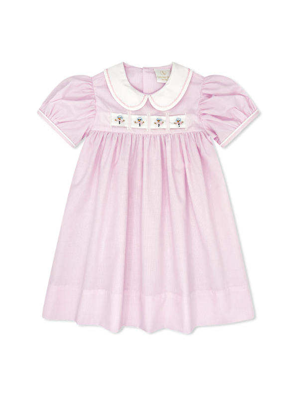 Baby Pink Minigingham, Snowman, Bows, Crayons, Holly Ruth Ribbon Dress