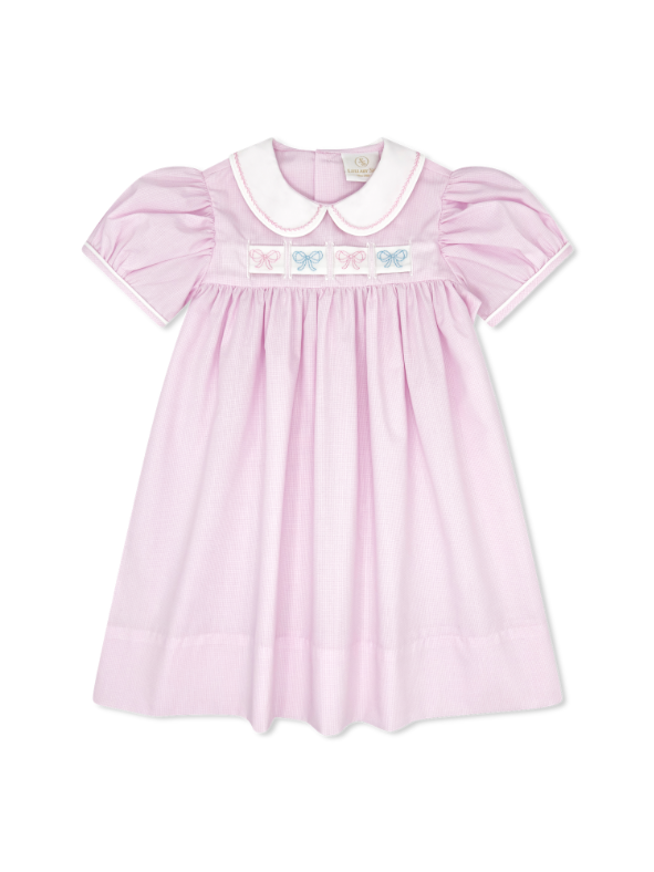 Baby Pink Minigingham, Snowman, Bows, Crayons, Holly Ruth Ribbon Dress