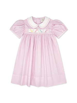 Baby Pink Minigingham, Snowman, Bows, Crayons, Holly Ruth Ribbon Dress
