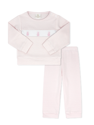 Pink Ministripe Knit Ballet Slipper Emb Lagniappe Play Set