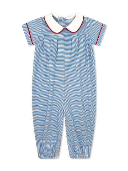 Seaside Blue Ministripe Precious Pleated Romper