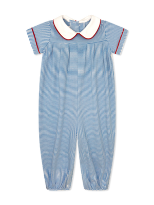 Seaside Blue Ministripe Precious Pleated Romper