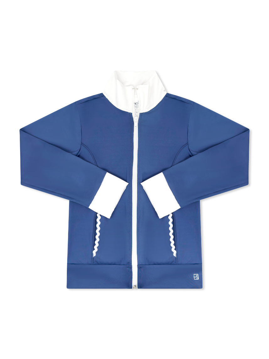 Baton Rouge Blue, Pure Coconut Welting, Collar & Ric Rac Juliet Jacket