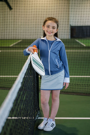 Baton Rouge Blue, Pure Coconut Welting, Collar & Ric Rac Juliet Jacket