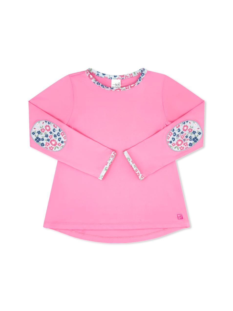 Flamingo Pink w/ Baton Rogue Blooms Patches Kylie LS Tee