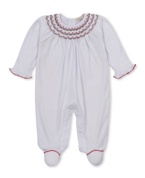White/Red Holiday Footie w/ Hand Smock