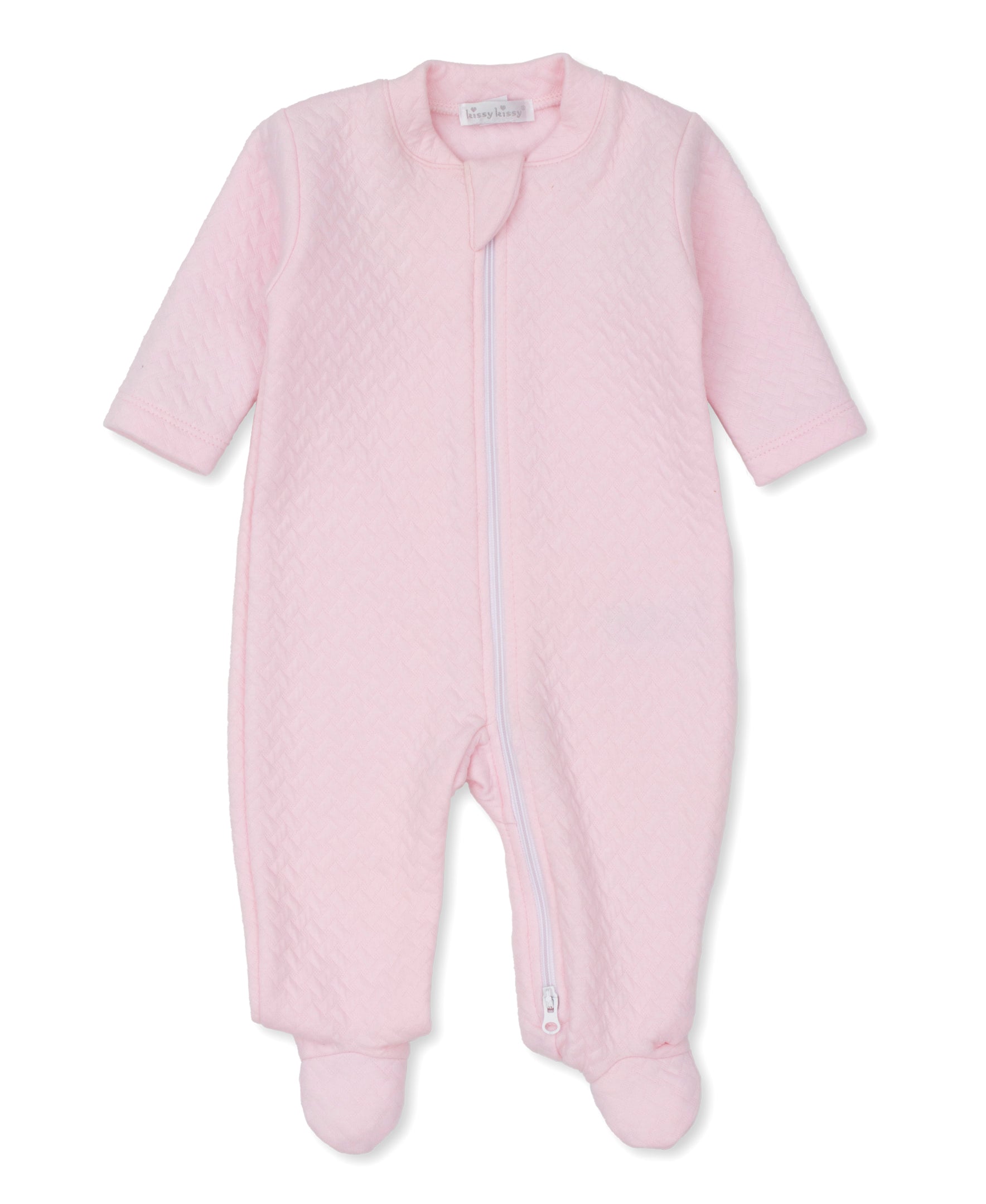 Pink Classic Jacquard Footie w/ Zip