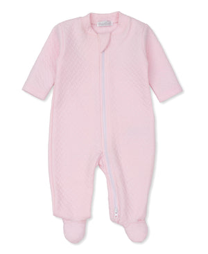 Pink Classic Jacquard Footie w/ Zip