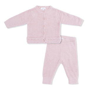 Chenille Blush Button Down Cardigan Set