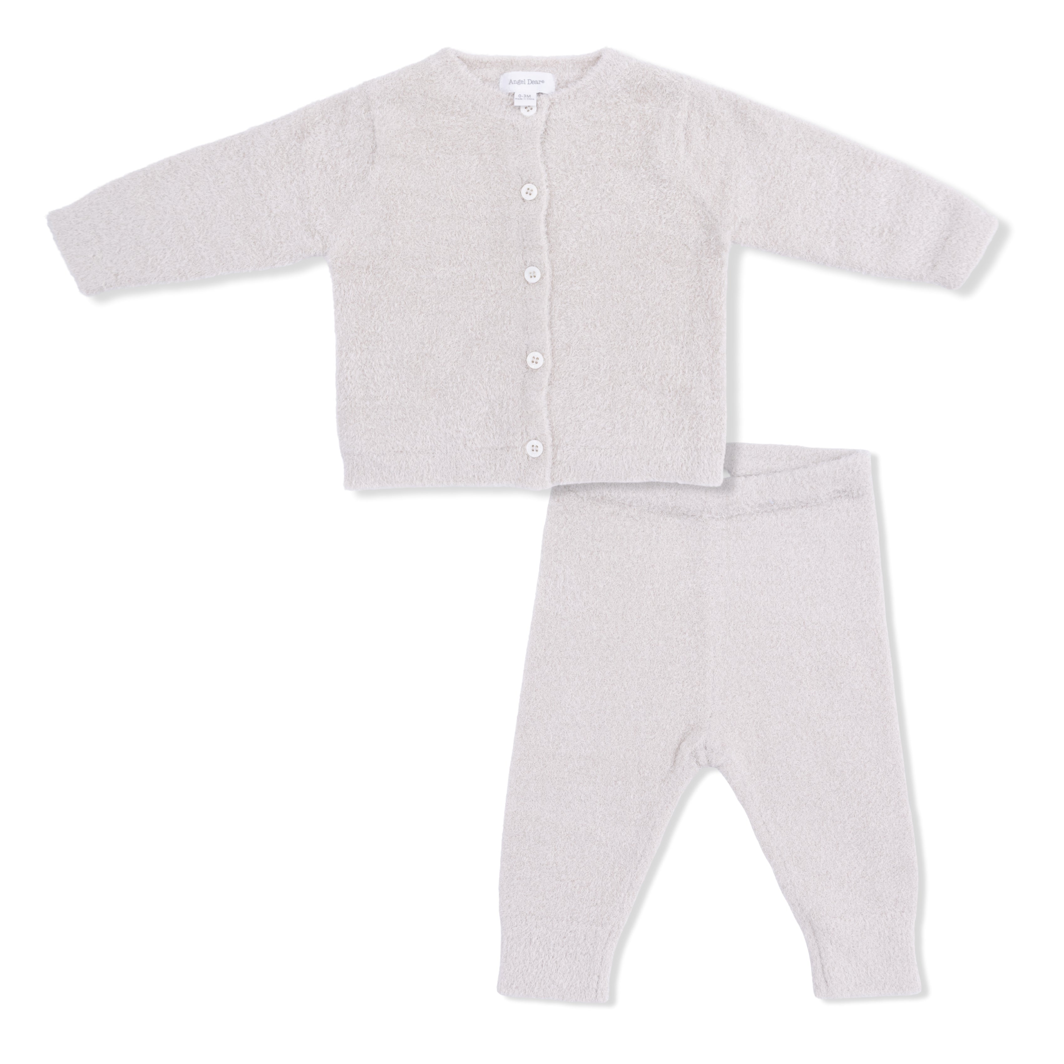 Natural Chenille Button Down Cardigan Set