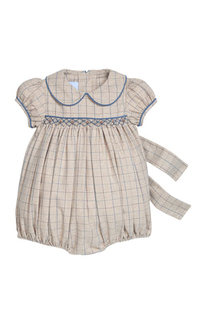 Durham Windowpane Smocked Natalie Bubble