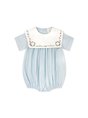 Blue Batiste Holly Emb Christian Bubble