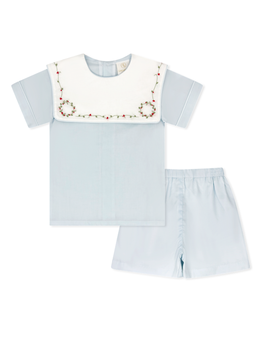Blue Batiste Holly Emb Christian Short Set