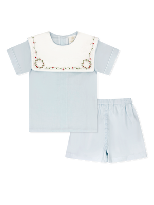 Blue Batiste Holly Emb Christian Short Set