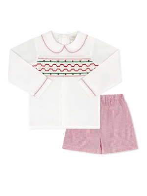 Red & Green Windowpane Corduroy Liam Short Set