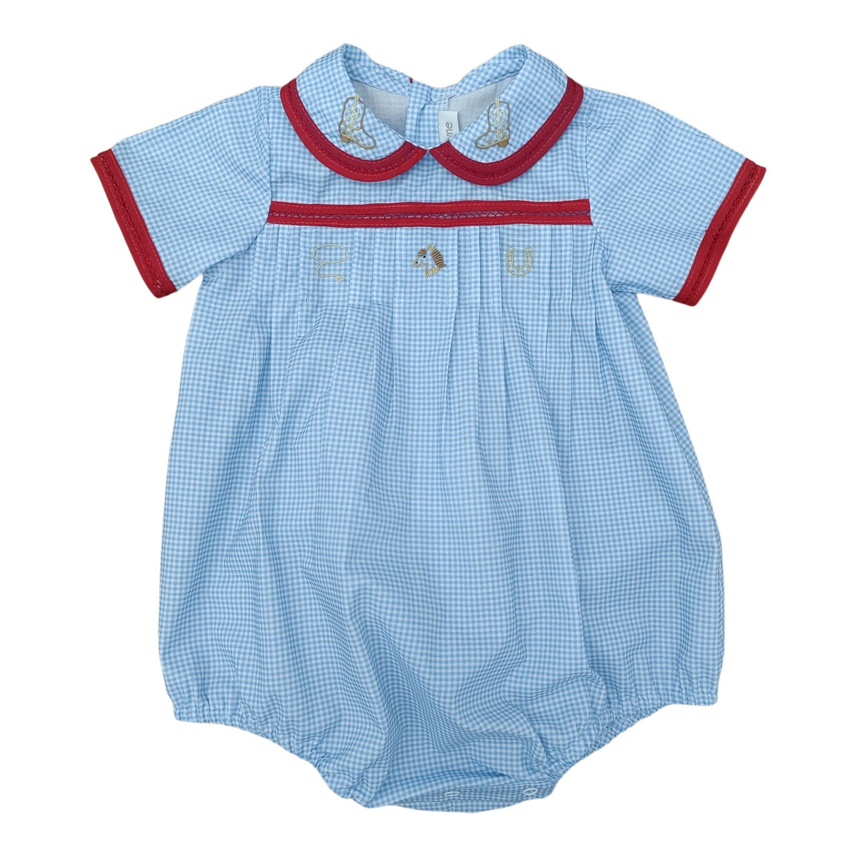 Blue Gingham w/ Cowboy Embroidery Hank Bubble