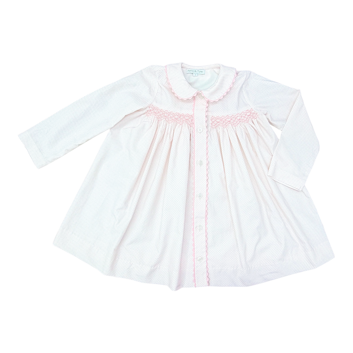Pink Bitty Dot Smocked Placket Dress