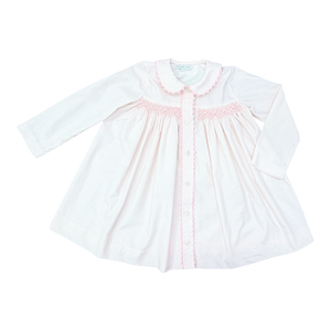 Pink Bitty Dot Smocked Placket Dress