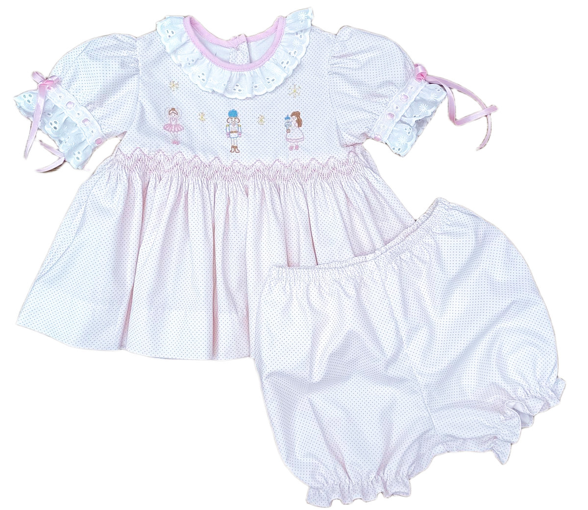 Pink Dot Cord w/ Nutcracker Clara Bloomer Set