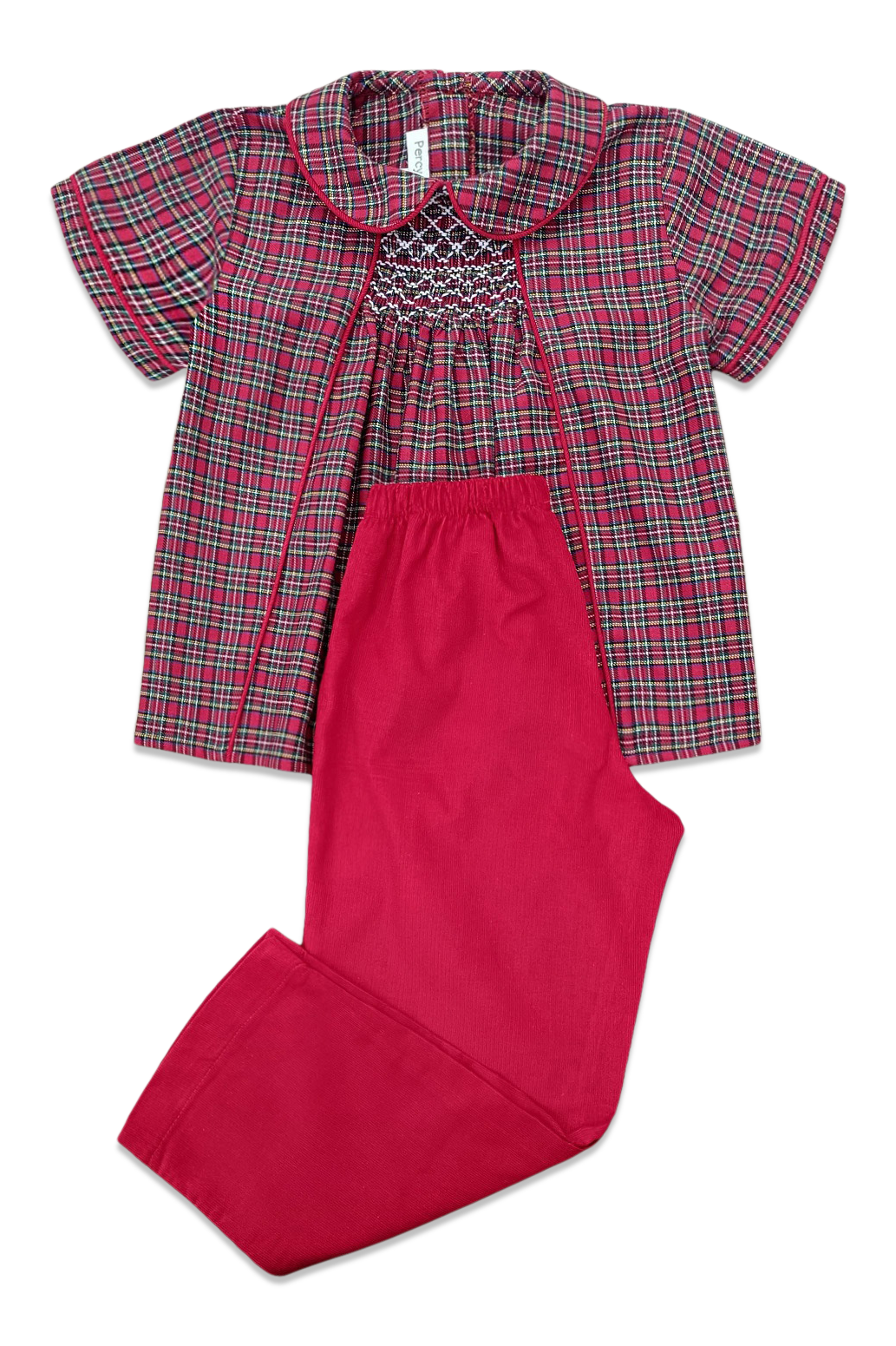 Holiday Plaid & Red Corduroy Graham Pant Set