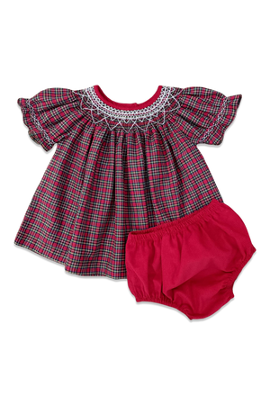 Holiday Plaid Smocked Bishop Heirloom Set