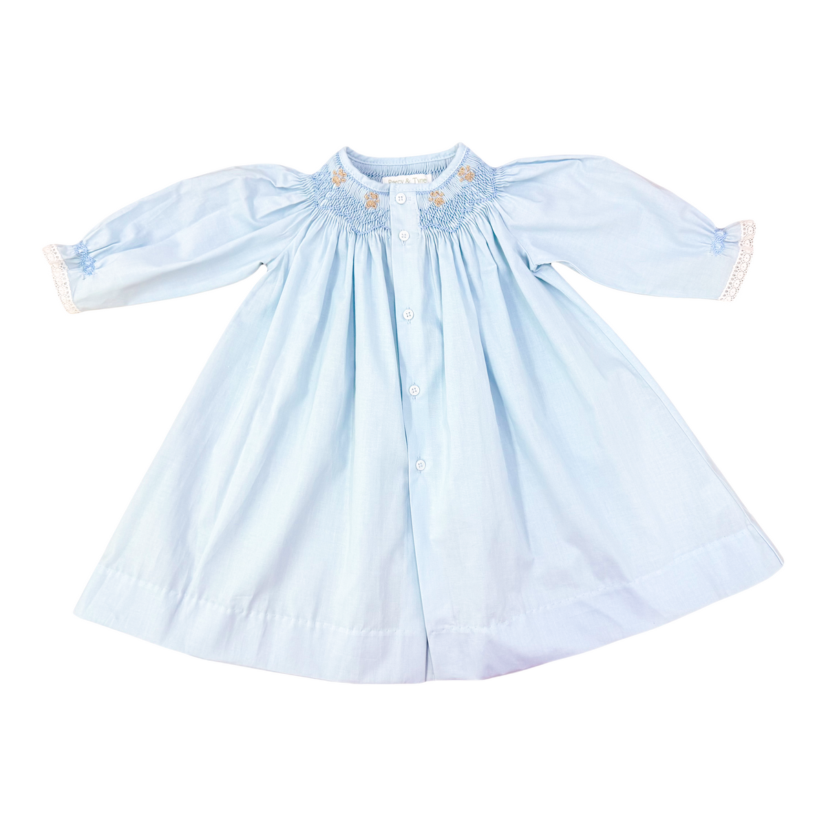 Blue Batiste w/ Teddy Bear Boys Heirloom Daygown