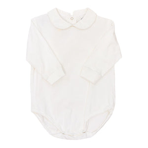 White Knit & Trim Boys LS Onesie