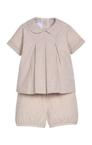 Khaki Gingham Carson Short Set